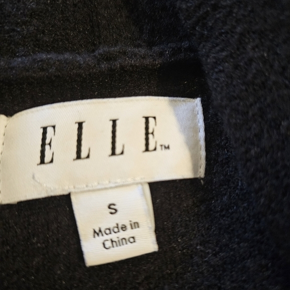 ELLE Black & Gray Open Front Long Color block Cardigan Sweater sz S - Picture 7 of 12